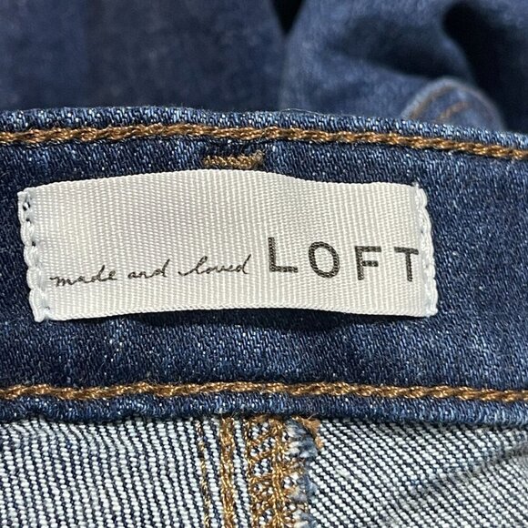 Loft Jeans The Super Soft Girlfriend Raw Hem Dark Wash Size 10 Stretch - Picture 3 of 7